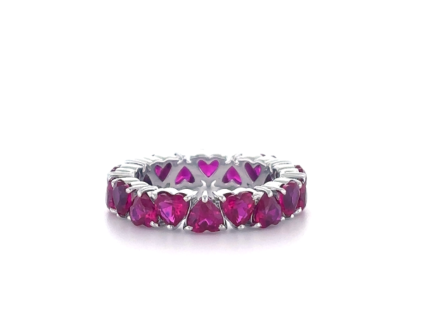 Pink heart gemstone studded infinity ring
