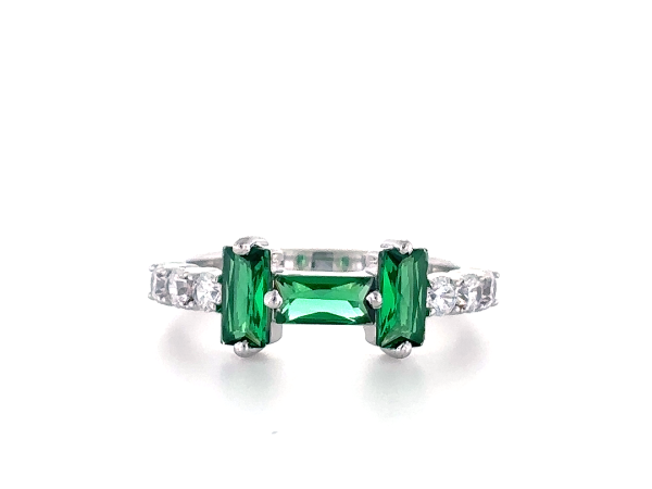 Stylish alphabet H of Emerald stones with studded band