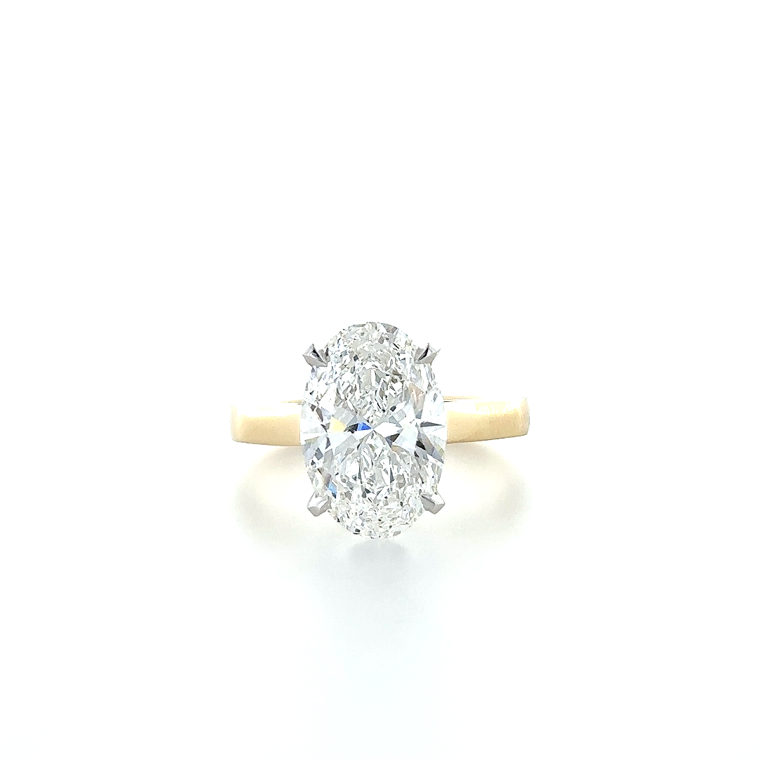 Oval studded solitaire ring