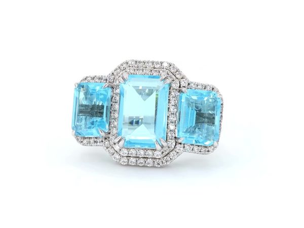 Stylish Blue Emerald trinity ring