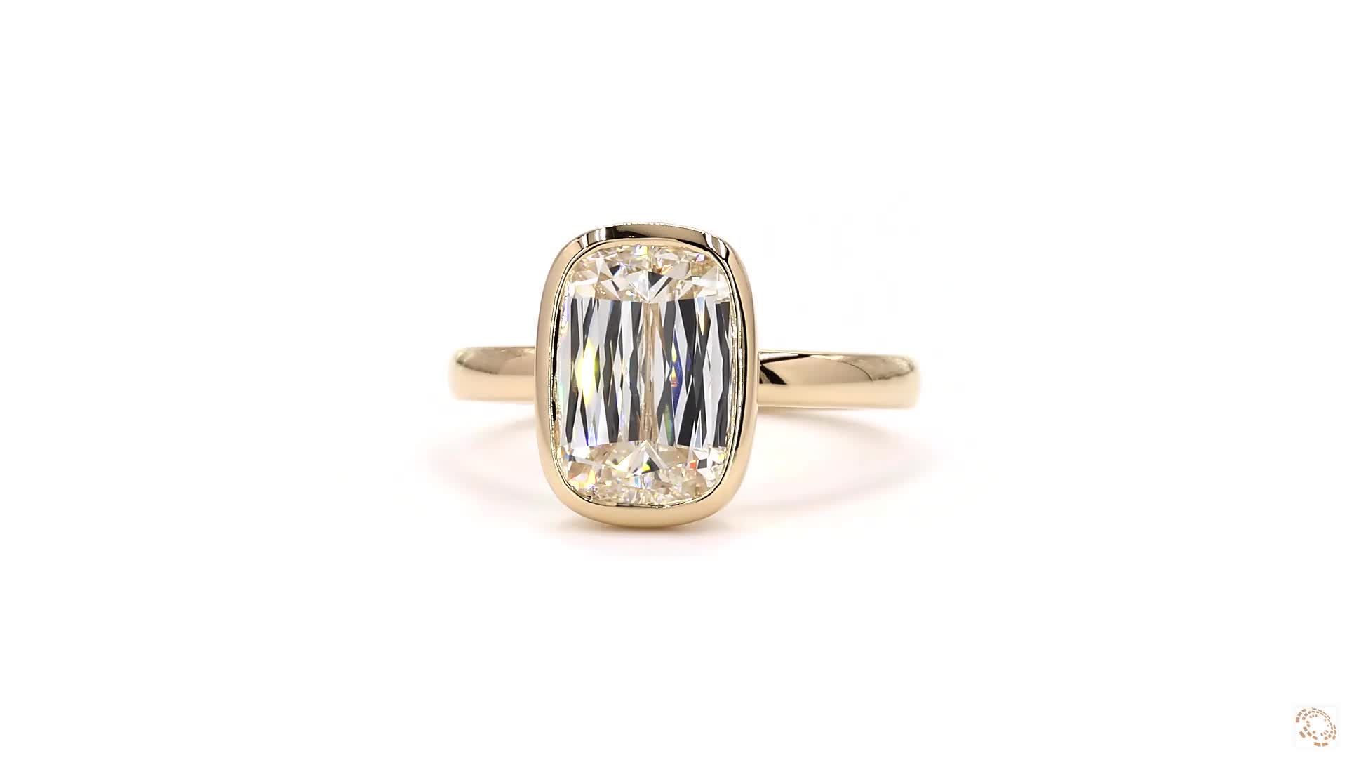 Fancy criss cut diamond solitaire ring