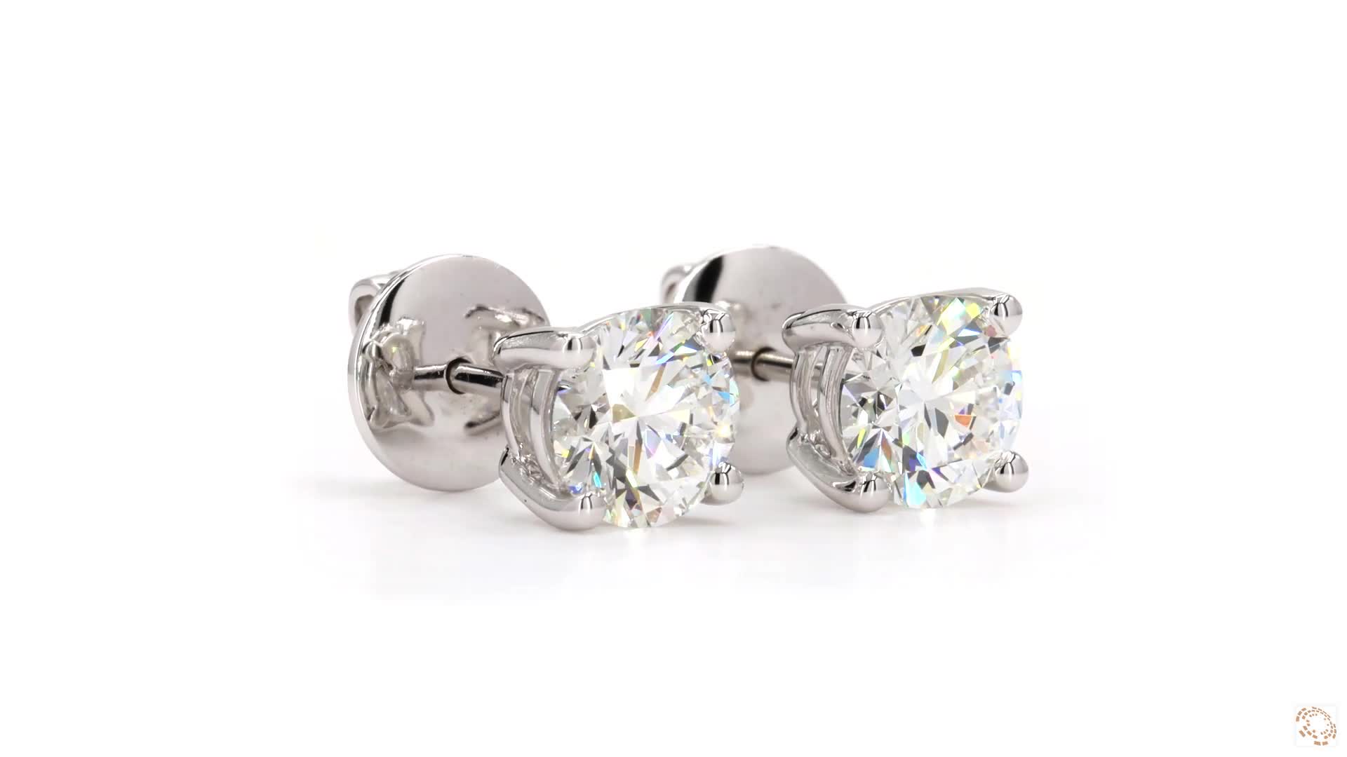 1.02 ct Round cut diamond studs - Image 2