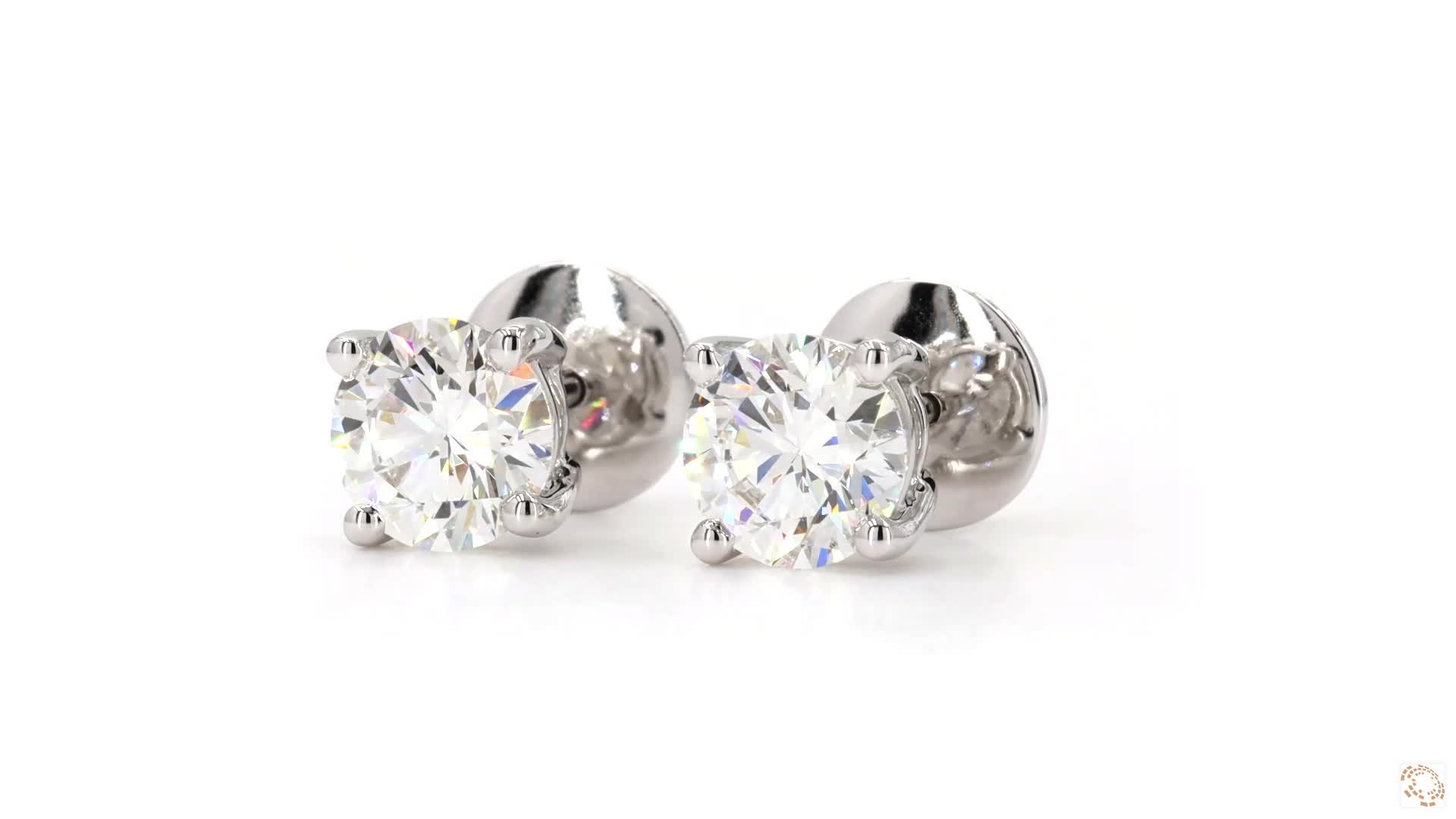 1.02 ct Round cut diamond studs