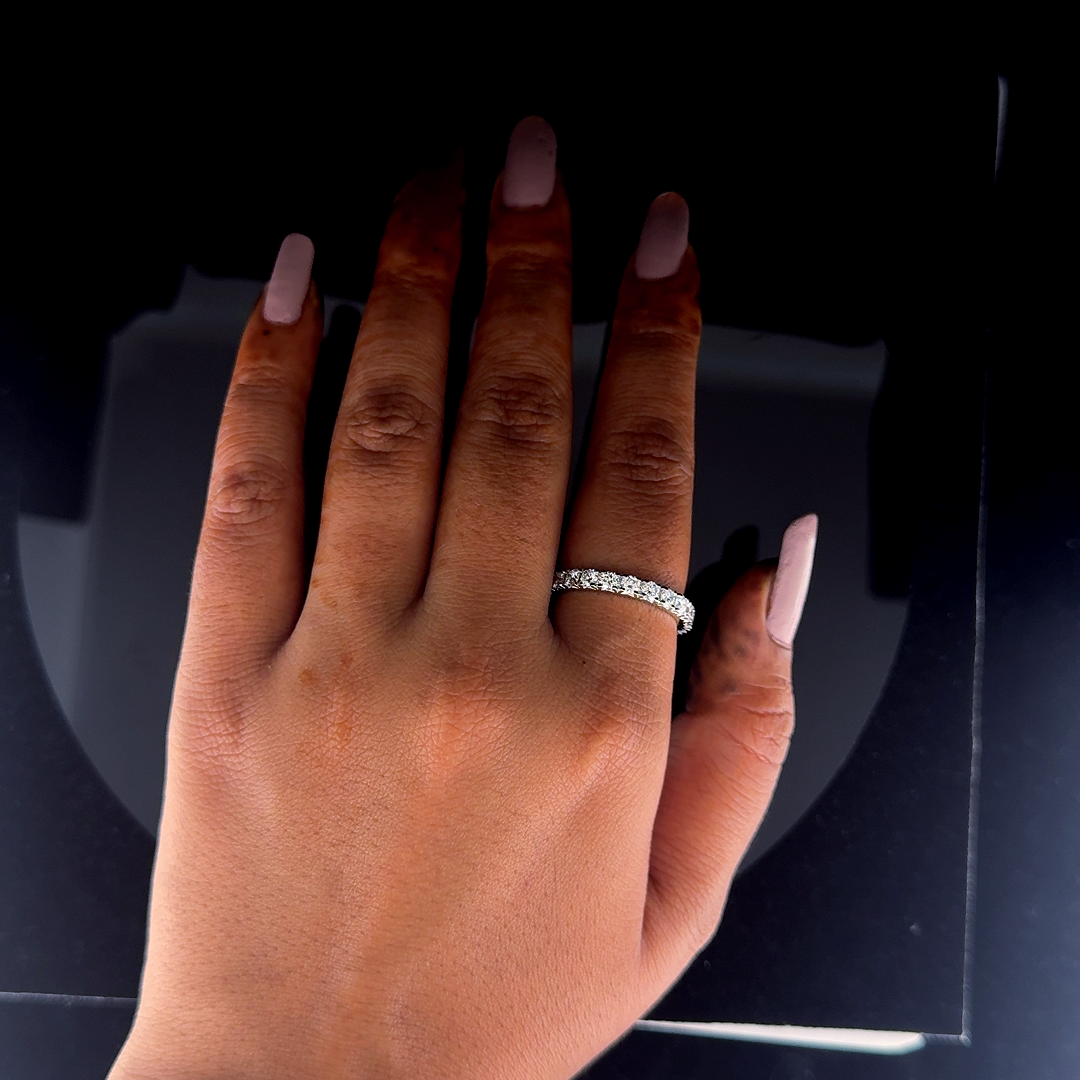 Round studded halfway eternity band - Image 7