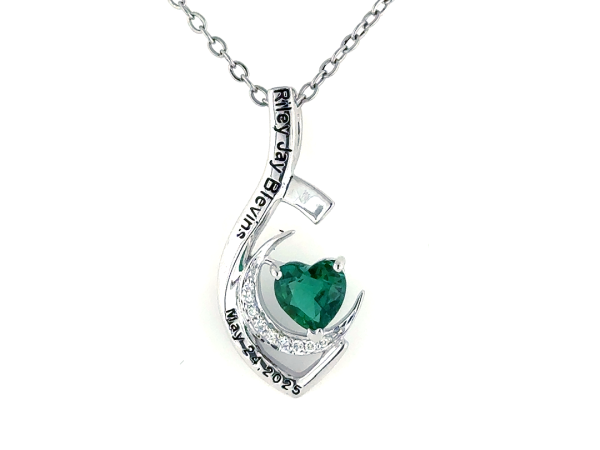 Green heart and round studded pendant