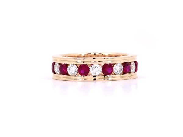 Ruby and Round cut diamond studded eternity band