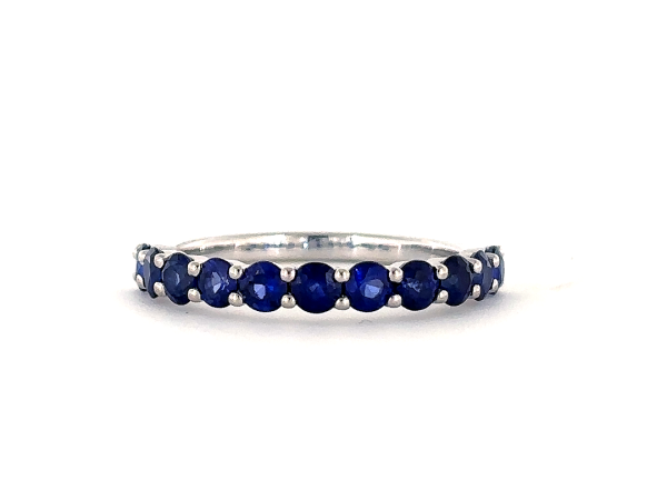 Round sapphire halfway eternity band