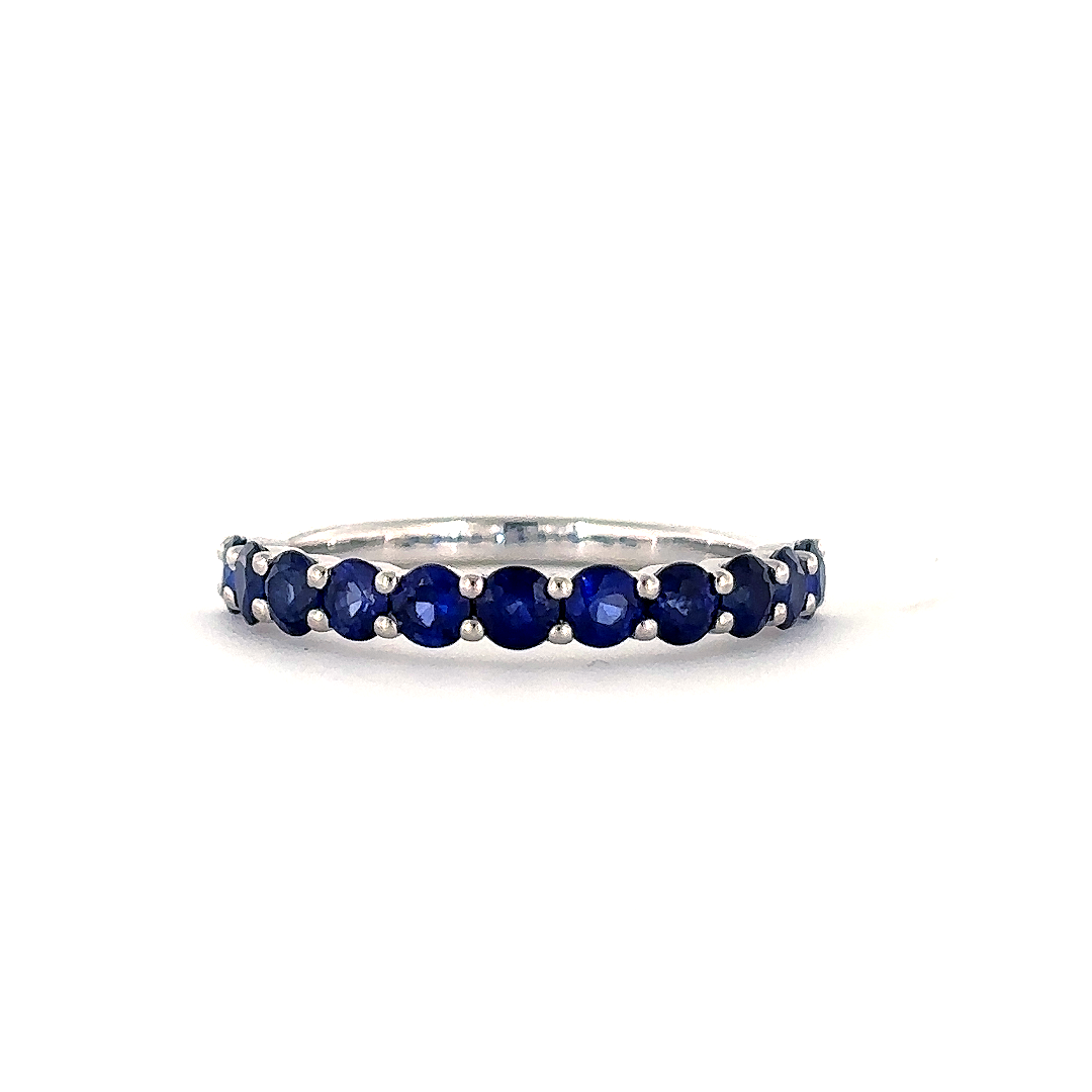 Round sapphire halfway eternity band