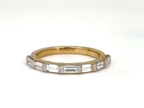 Dainty Baguette studded halfway eternity band