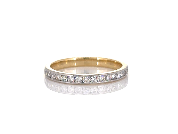 Dainty Round cut diamond studded halfway infinity band