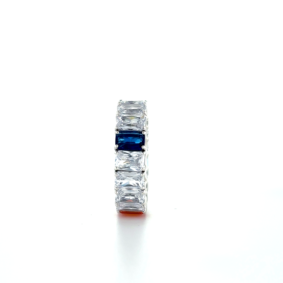 Ashoka shaped Multi coloured gems silver ring - Image 4